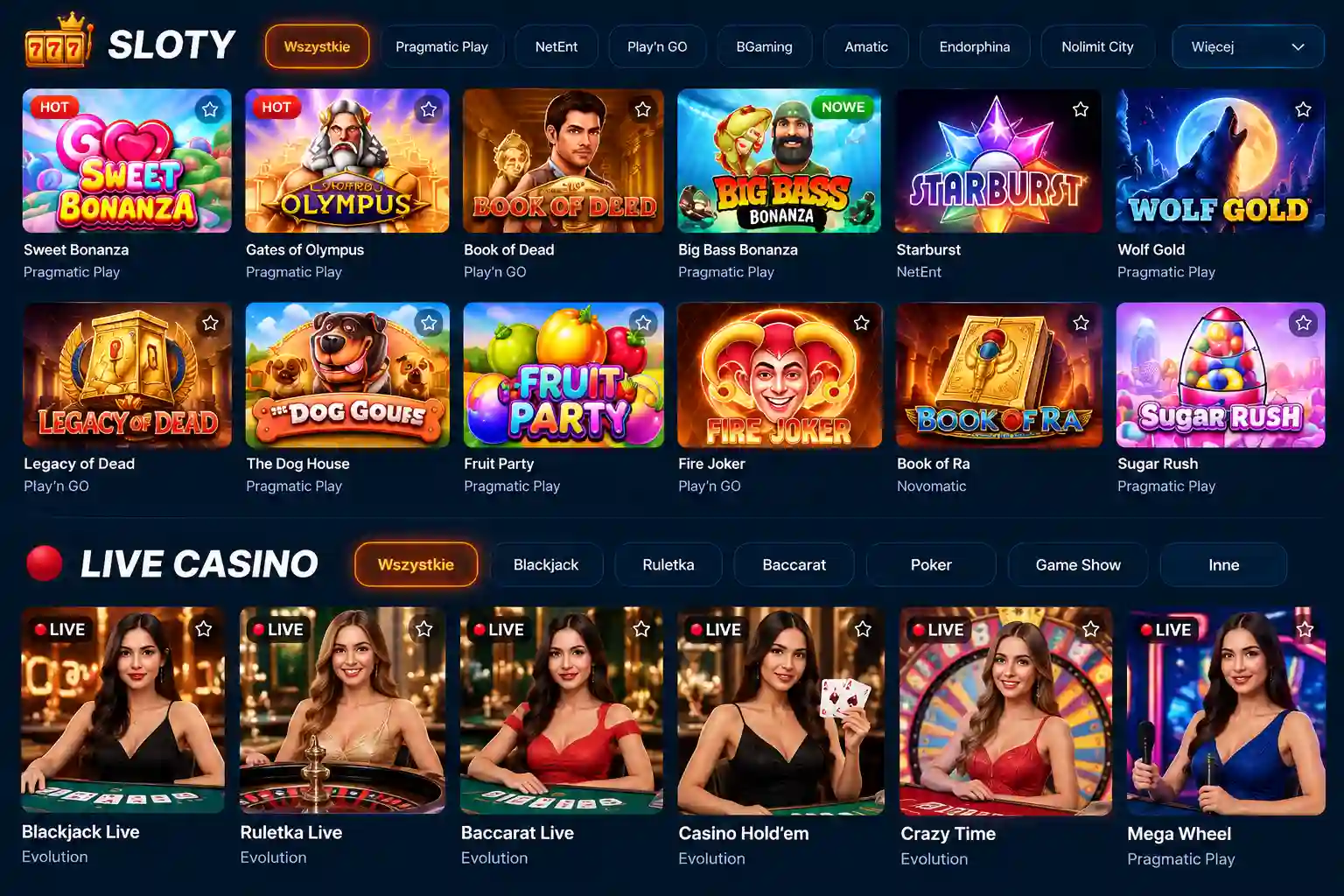 Lobby gier Mostbet – automaty od Pragmatic Play, NetEnt i sekcja Live Casino